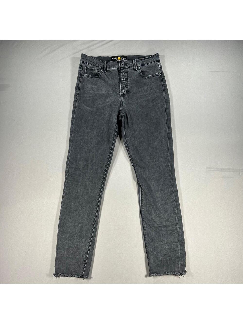 Lucky Brand Bridgette Skinny Capri Jeans Gray Frayed Hem Women's 4/27 (27x26)